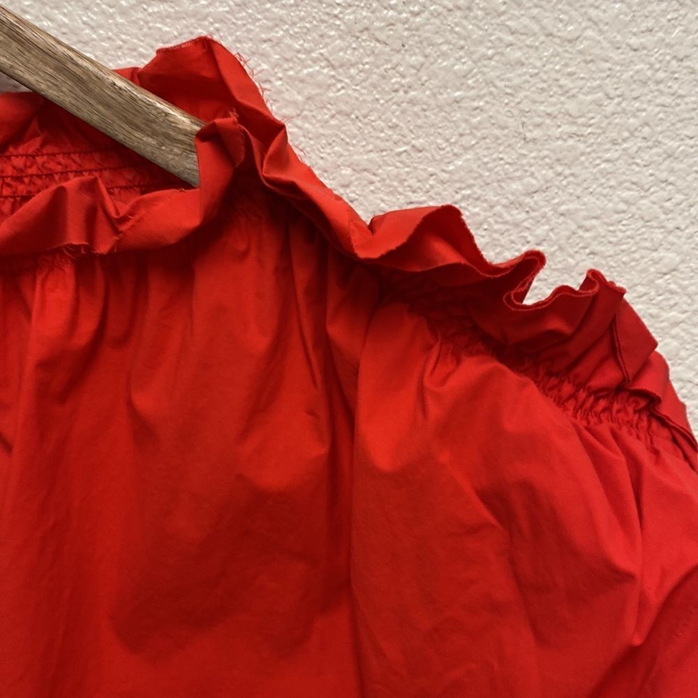 MSGM Red Ruffled Off-Shoulder Blouse - Picture 4 of 6